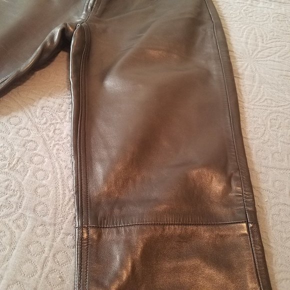 Banana Republic Size 0 Black Genuine Leather Pants - Picture 10 of 12